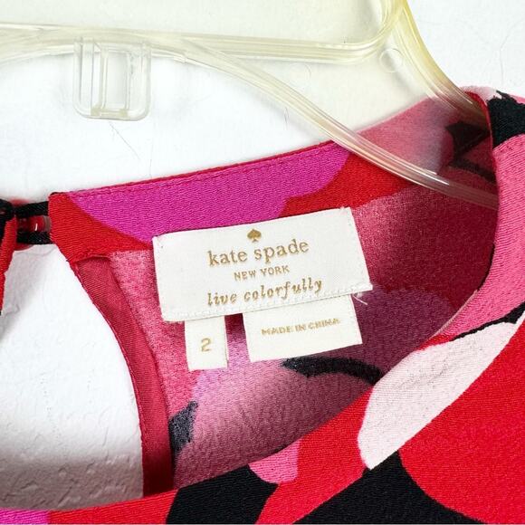 Kate Spade Deco Rose Peplum Top in Orient Red Size 2 Office Preppy Cocktail - Picture 8 of 12